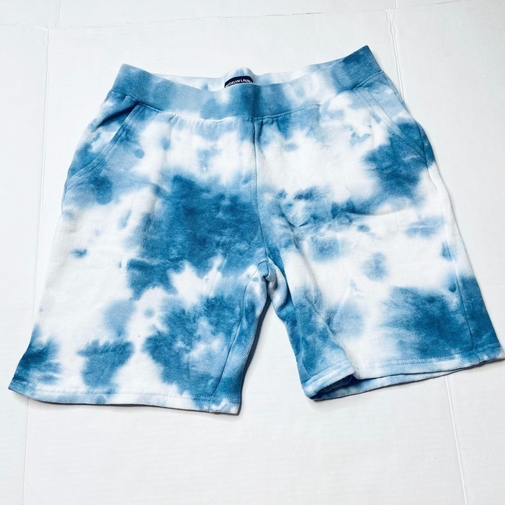 Brooklyn Laundry Kid’s Blue White Tie Dye Print Fleece Casual Sweat Shorts 14/16